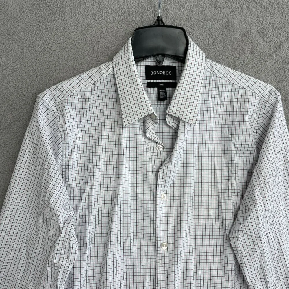 Bonobos Men's M Slim Fit Checkered Long Sleeve Button-Down Tech Shirt G1897